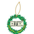 Hundred Dollar Bill Wreath Ornament w/ Clear Mirrored Back (10 Square Inch)